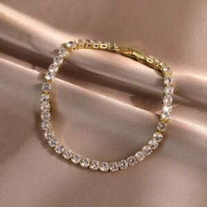 NEW women's CZ diamond tennis bracelet, gold